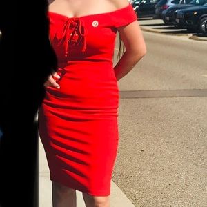 Elegant Red Strapless Dress